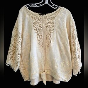 Spiaggia Dolce Ecru Crochet Top With Cami Size Small